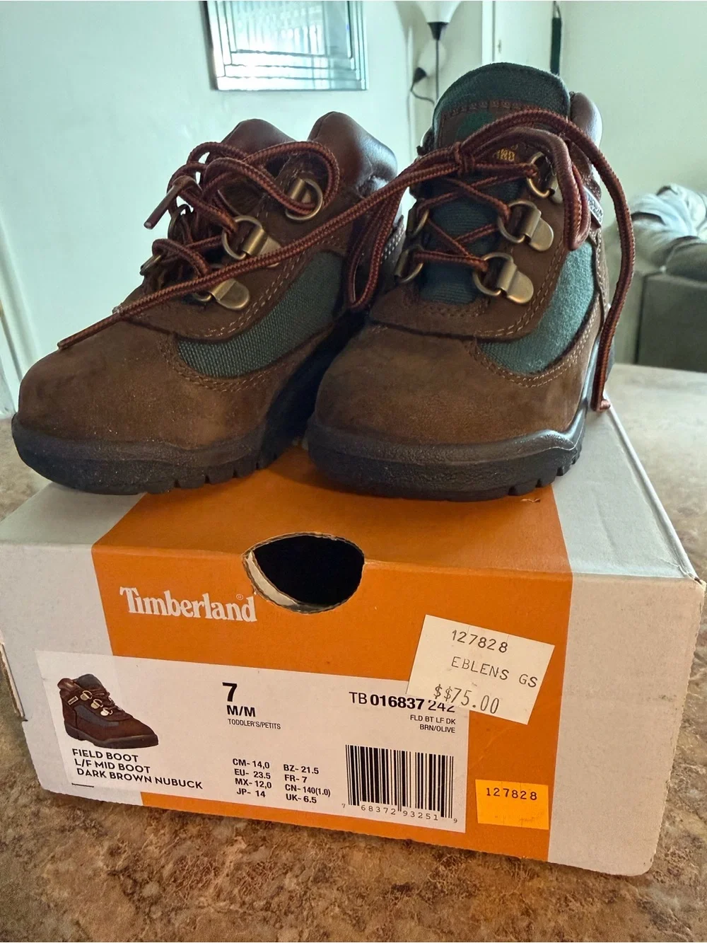 Timberland Brown and Green Kids Outdoor Boots